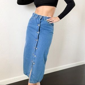 Midi denim Skirt with buttons down the front